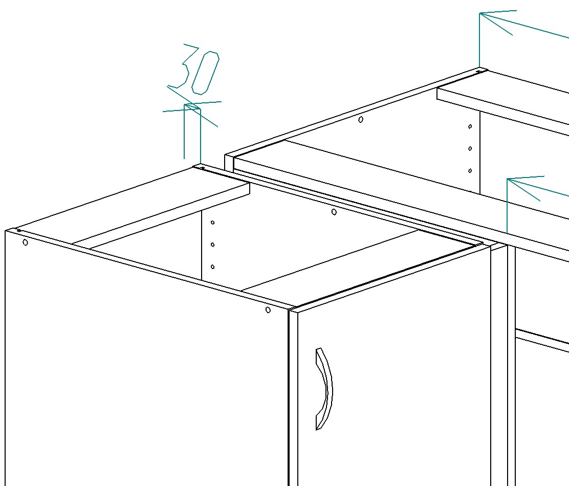 Схема нижнего углового шкафа кухни