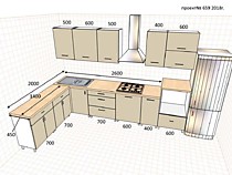 Угловая кухня в свой дом 2*2,6 м
