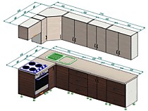 Угловая кухня 1,4*2,7 м