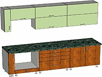 Прямой кухонный гарнитур 2,35 м