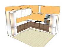 Угловая кухня 3,2*3,4 м в частный дом