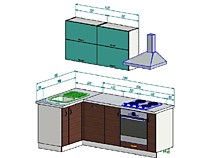 Угловая кухня 1,2*2,1 м в 467 серию