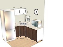 Угловая кухня 1,8*1,1 м в общежитие