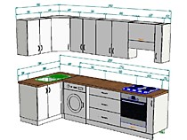 Угловая кухня 1,3*2,8 м в 467 серию