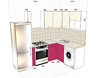 Угловая кухня 2,4*1,67 м в хрущевку