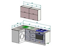 Угловая кухня 1,2*2,1 м в 467 серию