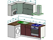 Угловая кухня 1,2*2,1 м в 467 серию