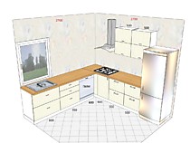 Угловая кухня 2,7*2,7 м