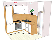 Угловая кухня 2,1*1,6 м в Хрущевку